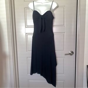 Black Express Asymmetrical Tie-Front Midi Dress